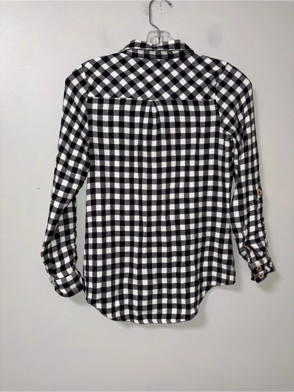 Matilda Jane Joanna Gaines Black White Buffalo Plaid Button Up XS Cottagecore